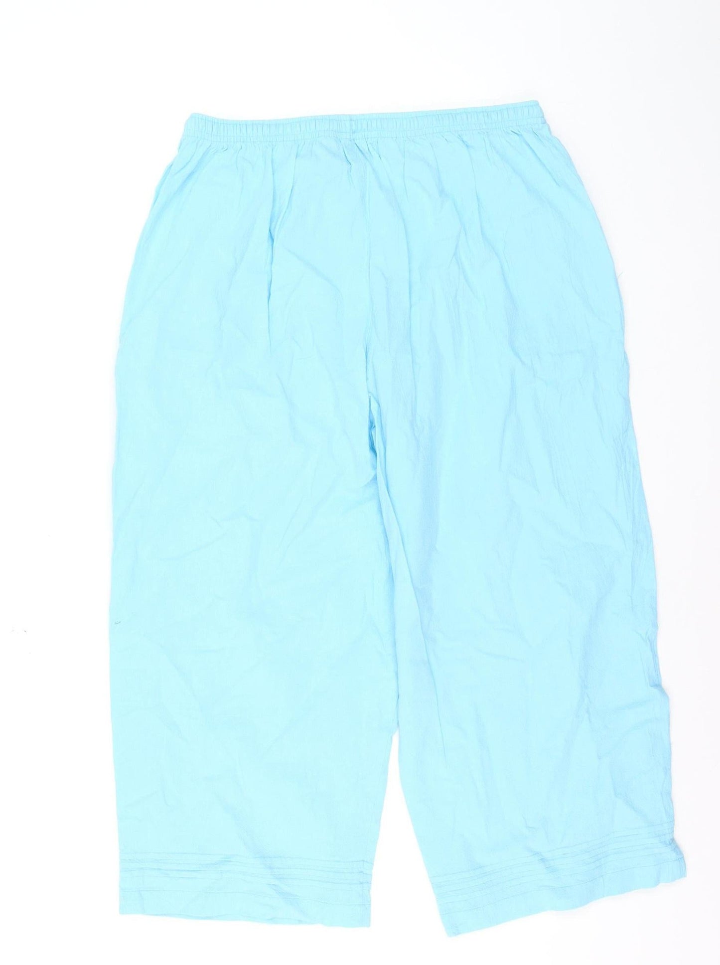 Jane Ashley Women’s Blue Cotton Capri Trousers XL with Embroidery