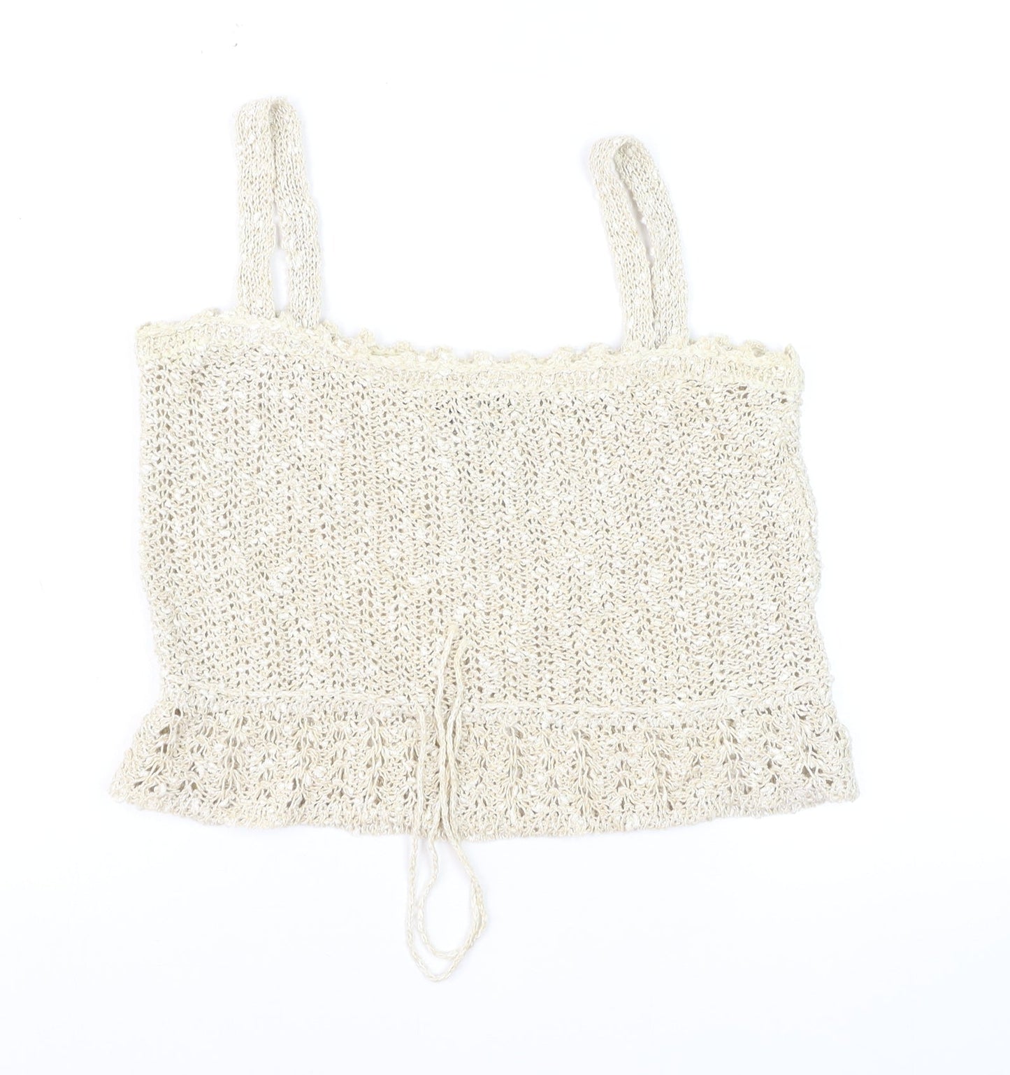 Pallas Original Women Beige Linen Hand Loomed Crochet Camisole M