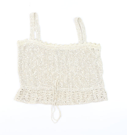 Pallas Original Women Beige Linen Hand Loomed Crochet Camisole M