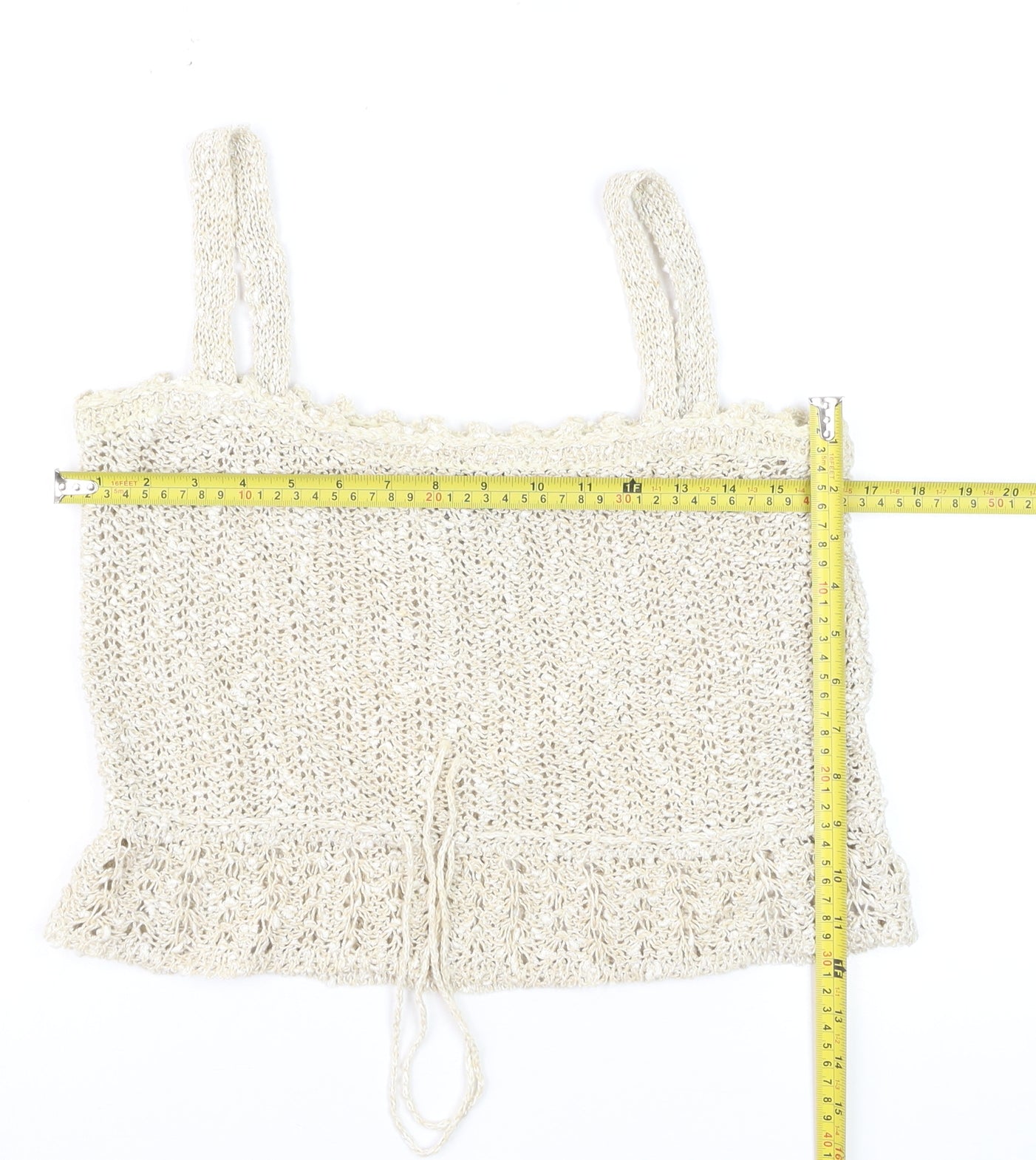 Pallas Original Women Beige Linen Hand Loomed Crochet Camisole M