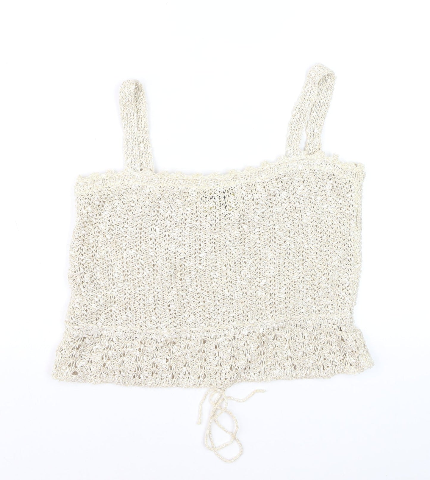 Pallas Original Women Beige Linen Hand Loomed Crochet Camisole M