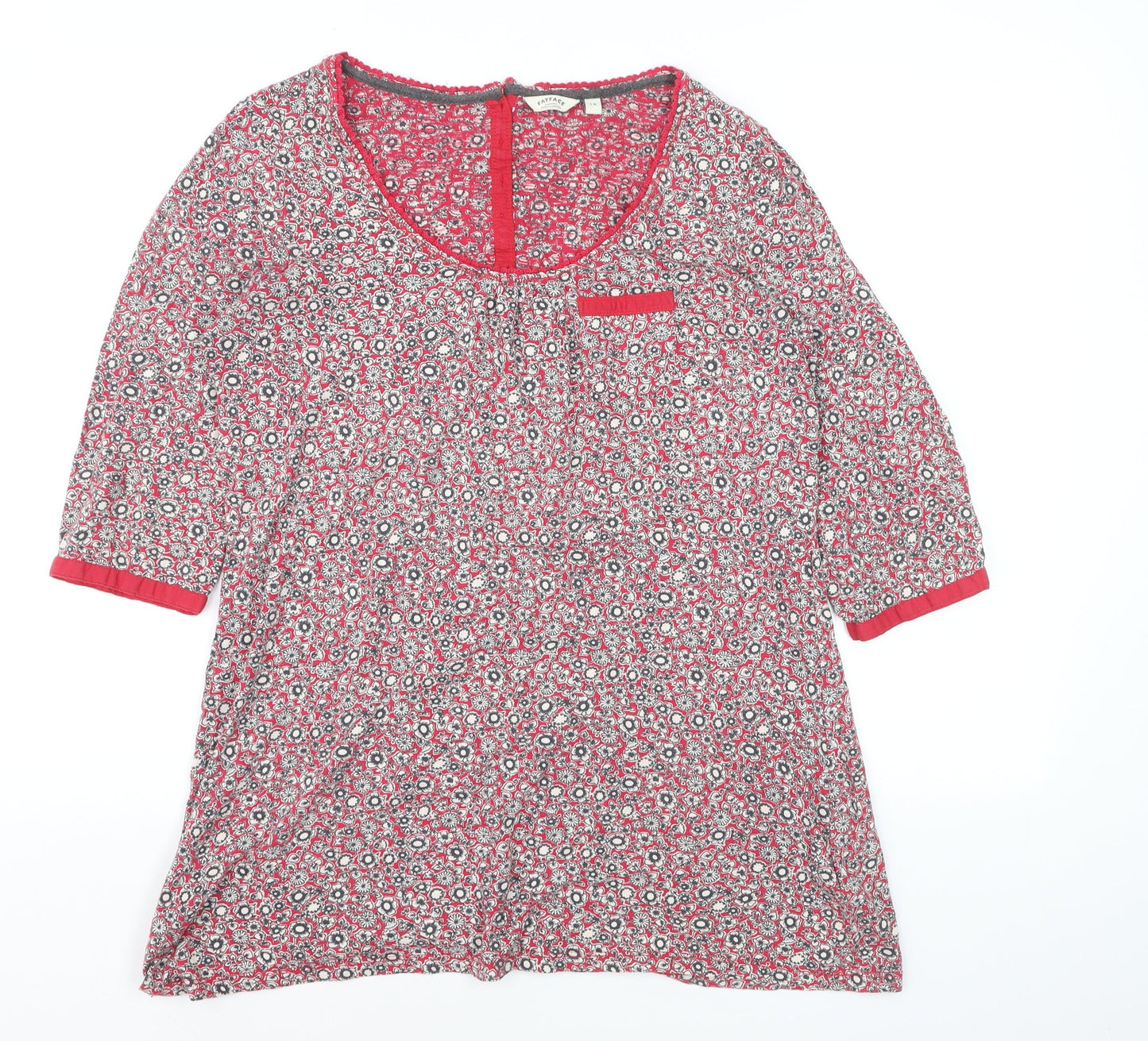 FatFace Women’s Red Floral Cotton Tunic Blouse Size 14