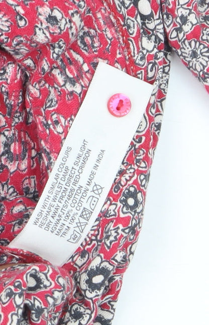 FatFace Women’s Red Floral Cotton Tunic Blouse Size 14