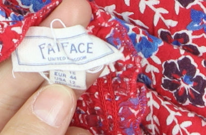 FatFace Women Red Floral Sleeveless Jumpsuit Size 16 Cotton Blend