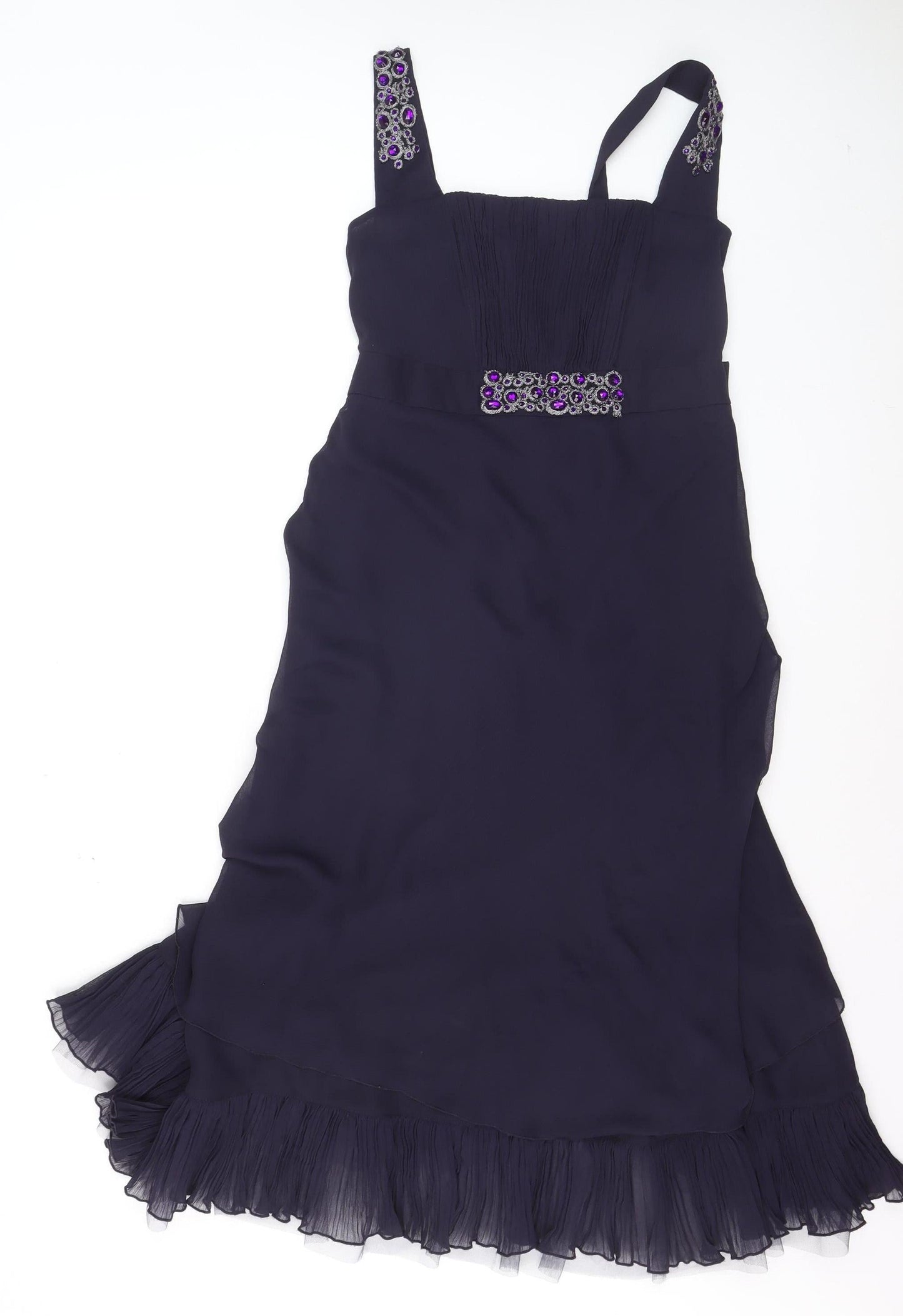 Per Una Women’s Black Beaded Fit & Flare Chiffon Dress Size 10