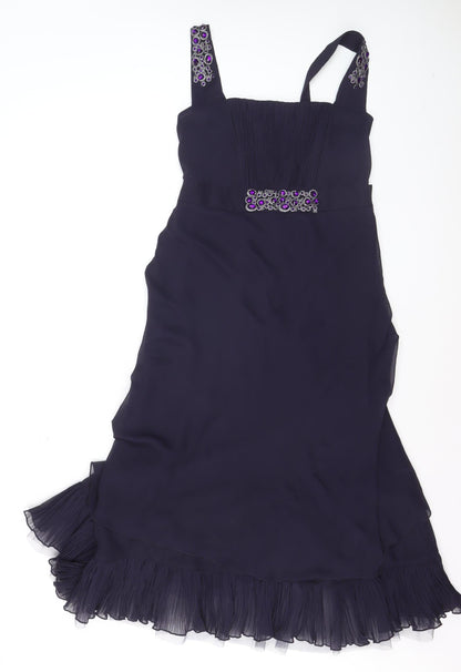 Per Una Women’s Black Beaded Fit & Flare Chiffon Dress Size 10
