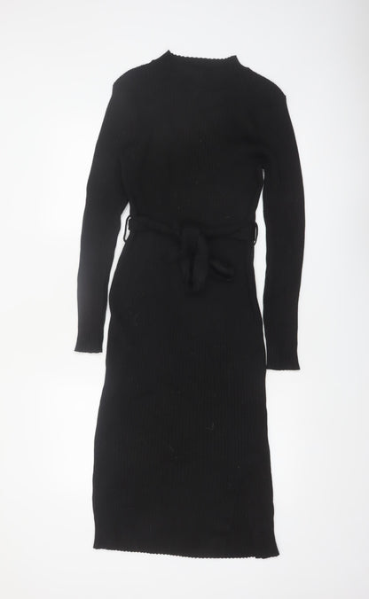 New Look Women Black Petite Size 16 Bodycon Midi Knit Dress