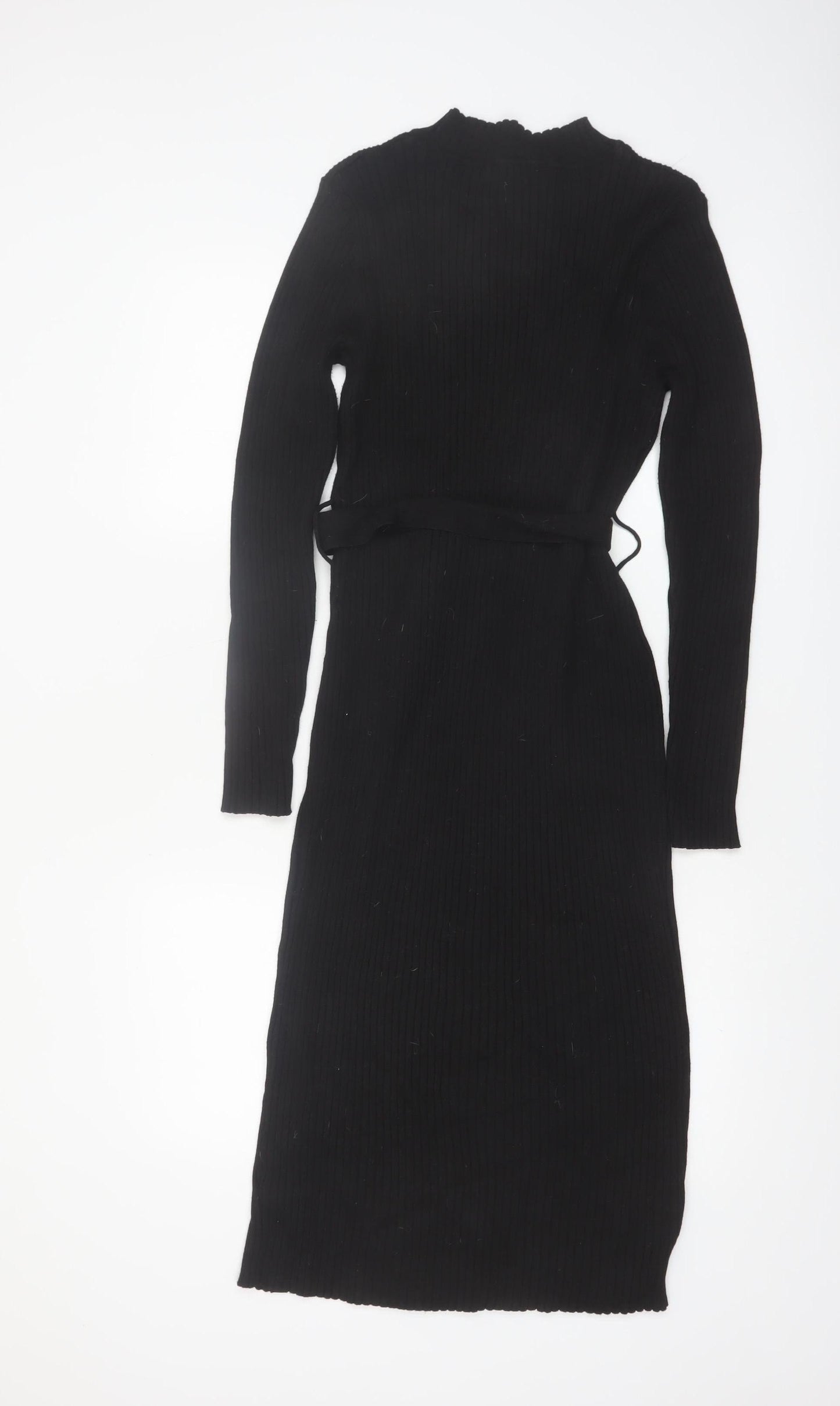 New Look Women Black Petite Size 16 Bodycon Midi Knit Dress