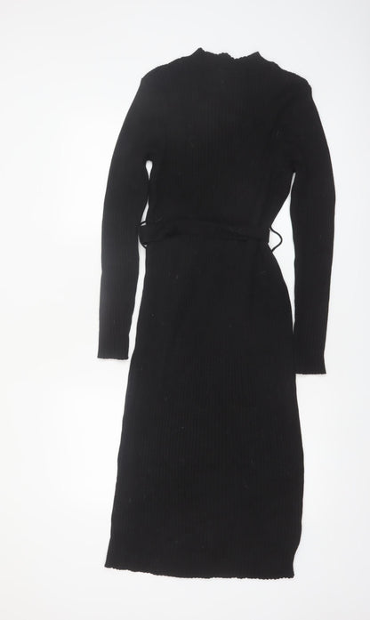 New Look Women Black Petite Size 16 Bodycon Midi Knit Dress