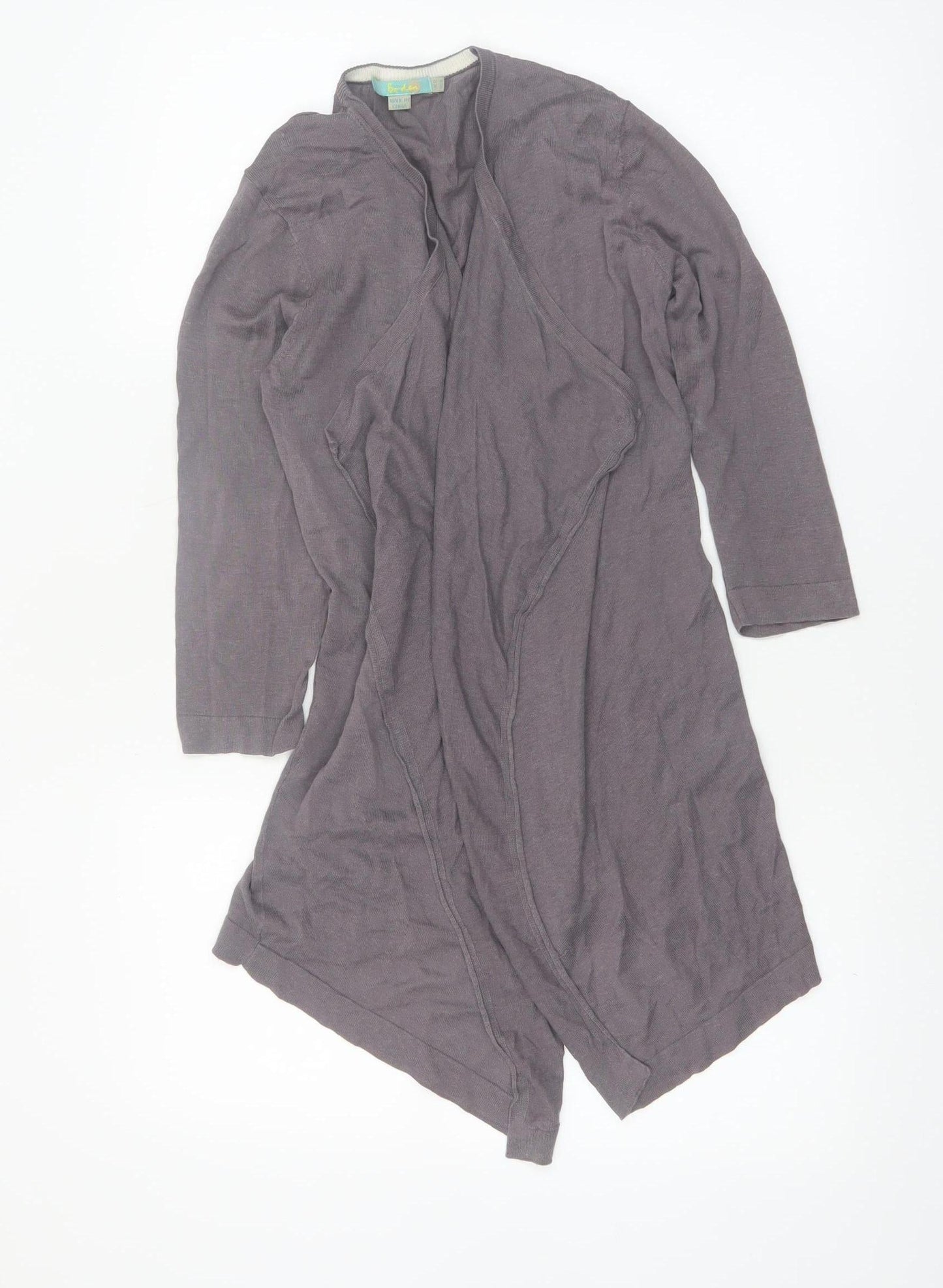 Boden Women's Grey Silk Linen Long Sleeve Open Cardigan Size 10