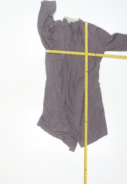 Boden Women's Grey Silk Linen Long Sleeve Open Cardigan Size 10