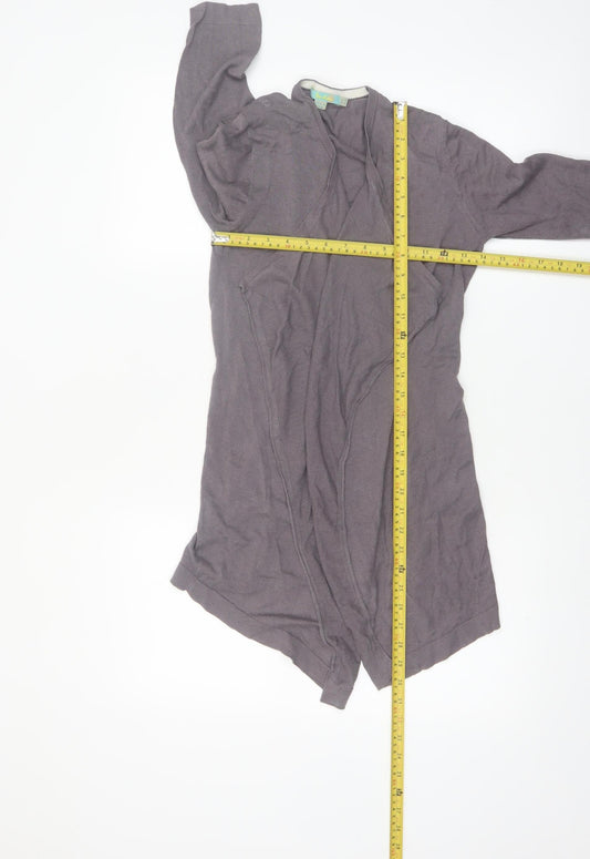 Boden Women's Grey Silk Linen Long Sleeve Open Cardigan Size 10