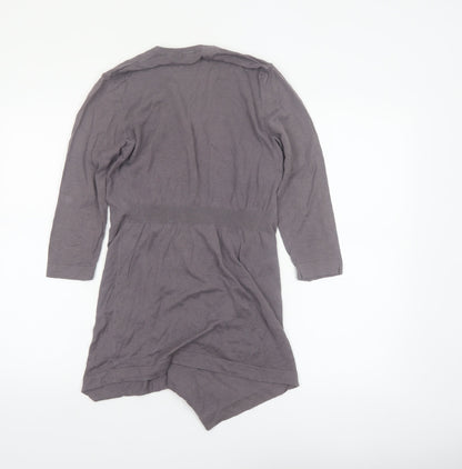 Boden Women's Grey Silk Linen Long Sleeve Open Cardigan Size 10