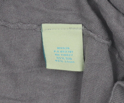 Boden Women's Grey Silk Linen Long Sleeve Open Cardigan Size 10