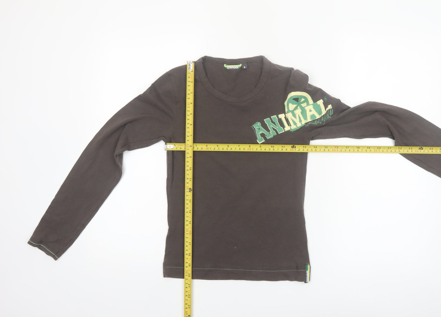 Animal Women's Brown Long Sleeve Cotton Stretch T-Shirt Size 8