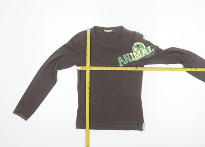 Animal Women's Brown Long Sleeve Cotton Stretch T-Shirt Size 8