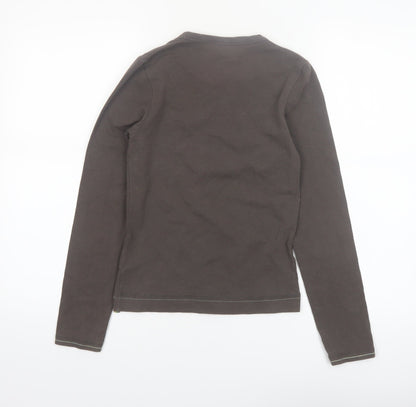 Animal Women's Brown Long Sleeve Cotton Stretch T-Shirt Size 8