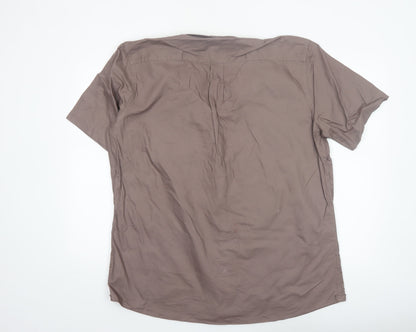 Dunnes Stores Men Brown Slim Fit Cotton Short Sleeve Button-Up Shirt 2XL