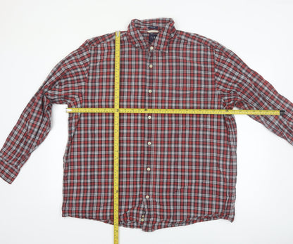 GAP Men's Red Check Relaxed Fit Long Sleeve Cotton Button-Up Shirt XL