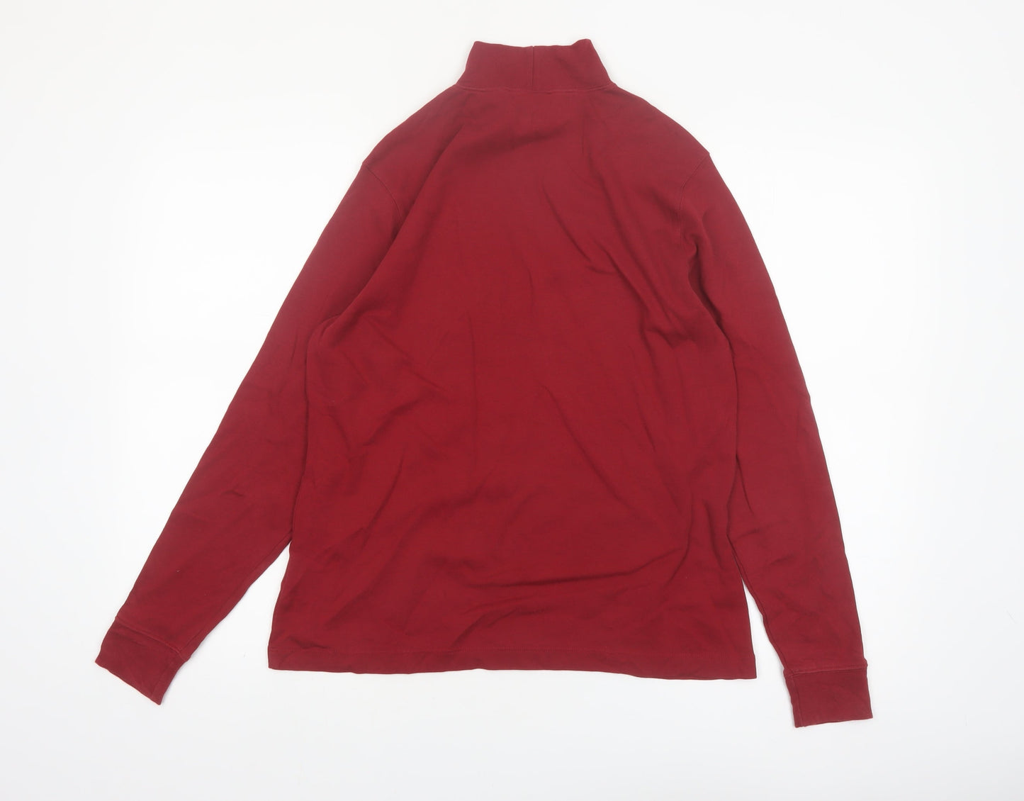 Lands' End Men's Red Relaxed Fit Roll Neck Long Sleeve Top Size S