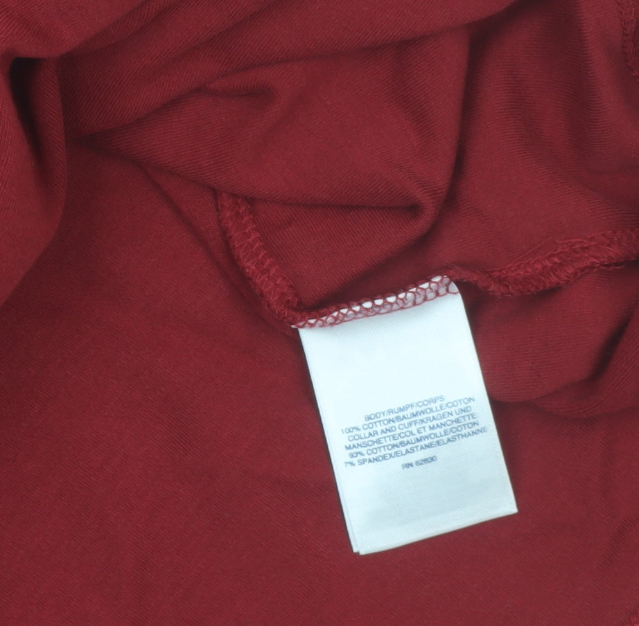 Lands' End Men's Red Relaxed Fit Roll Neck Long Sleeve Top Size S