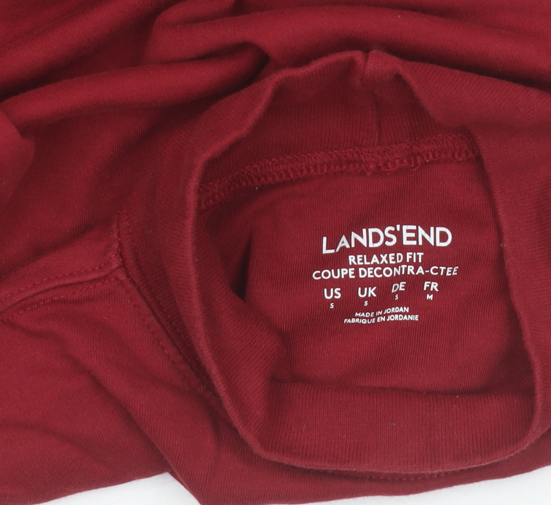 Lands' End Men's Red Relaxed Fit Roll Neck Long Sleeve Top Size S