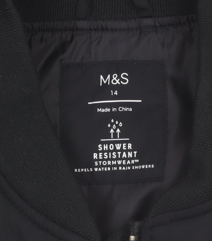 Marks and Spencer Women's Black Bomber Jacket Size 14 Stormwear
