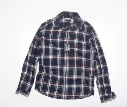 Jack & Jones Men's Blue Check Long Sleeve Regular Fit Shirt Size L