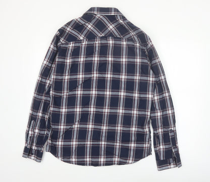 Jack & Jones Men's Blue Check Long Sleeve Regular Fit Shirt Size L