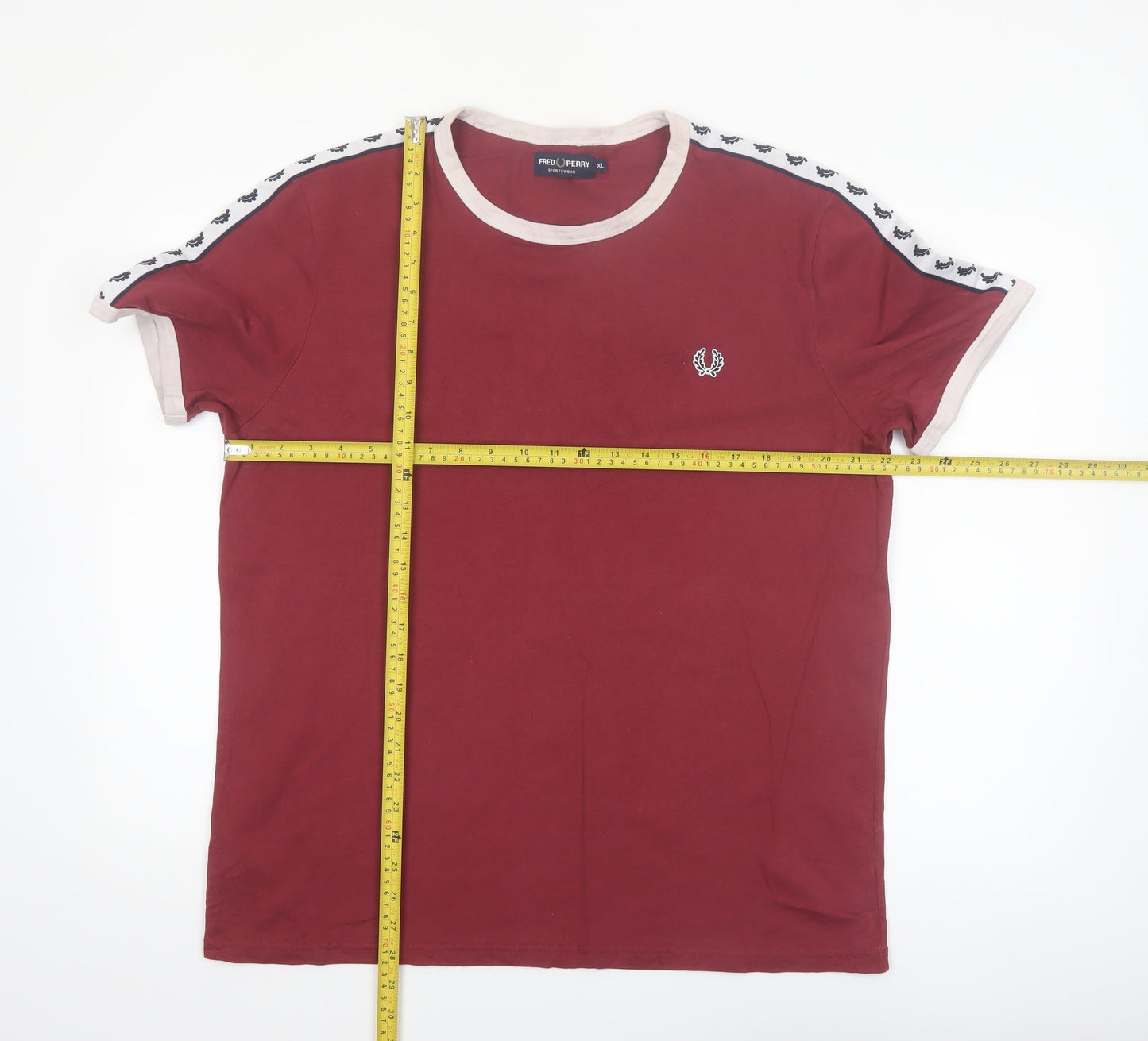 Fred Perry Men's Maroon Crew Neck Short Sleeve Sportswear T-Shirt XL