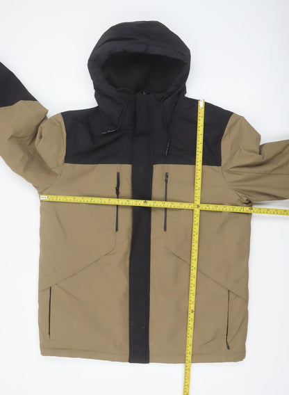 Primark Men's Brown Hooded Parka Jacket L Waterproof Thermal