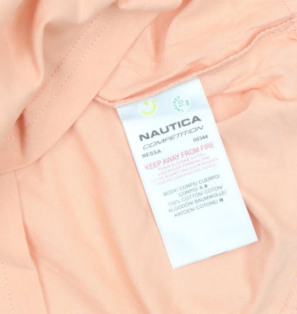 Nautica Women Orange Regular Fit Cotton Short Sleeve T-Shirt UK 10