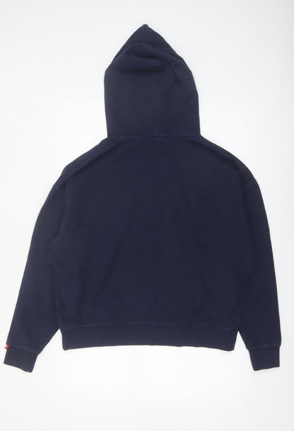 Superdry Men's Blue Pullover Hoodie Size M Graphic Logo Sweatshirt