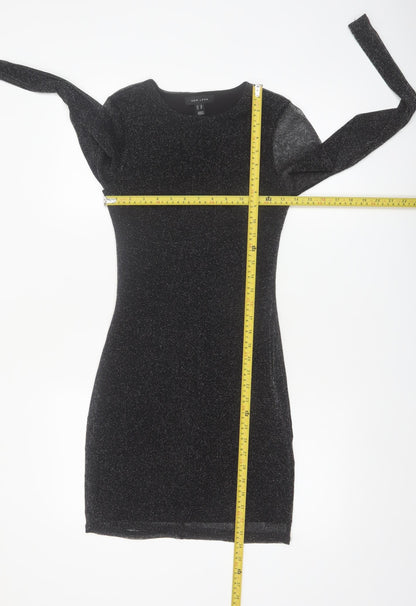 New Look Women Black Glitter Bodycon Short Dress Size 12
