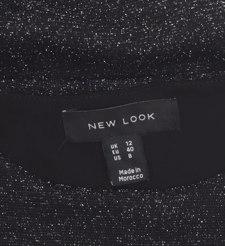 New Look Women Black Glitter Bodycon Short Dress Size 12
