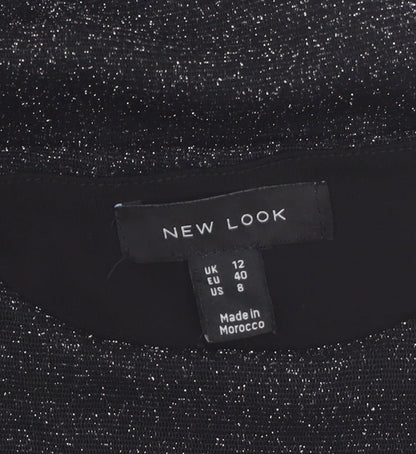 New Look Women Black Glitter Bodycon Short Dress Size 12