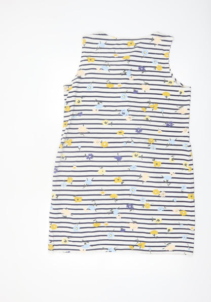 Joules Womens Multicoloured Size 16 Floral Stripe Sleeveless Shift Dress