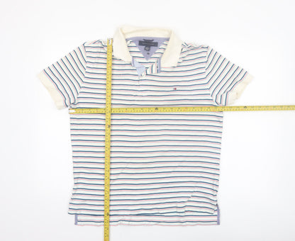 Tommy Hilfiger Men's Multicoloured Striped Cotton Polo Shirt M