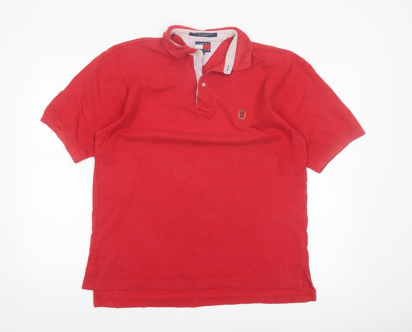 Tommy Hilfiger Men Red Cotton Polo Shirt Medium Classic Fit
