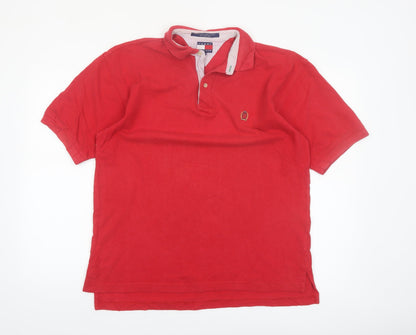 Tommy Hilfiger Men Red Cotton Polo Shirt Medium Classic Fit