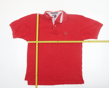 Tommy Hilfiger Men Red Cotton Polo Shirt Medium Classic Fit
