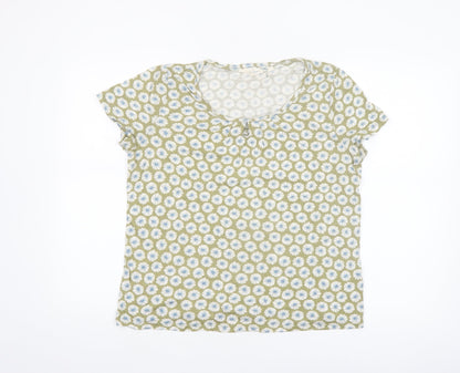 Seasalt Cornwall Women's Green Floral T-Shirt UK 14 Short Sleeve