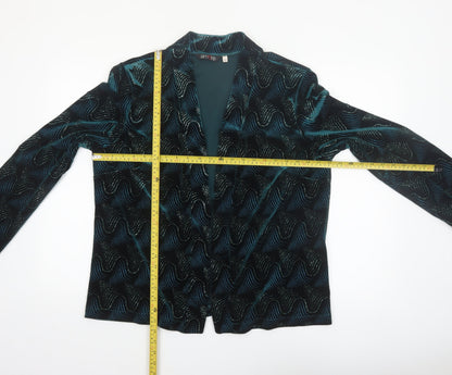 Amore Womens Green Velvet Blazer Size 20 Lined Open Party Jacket