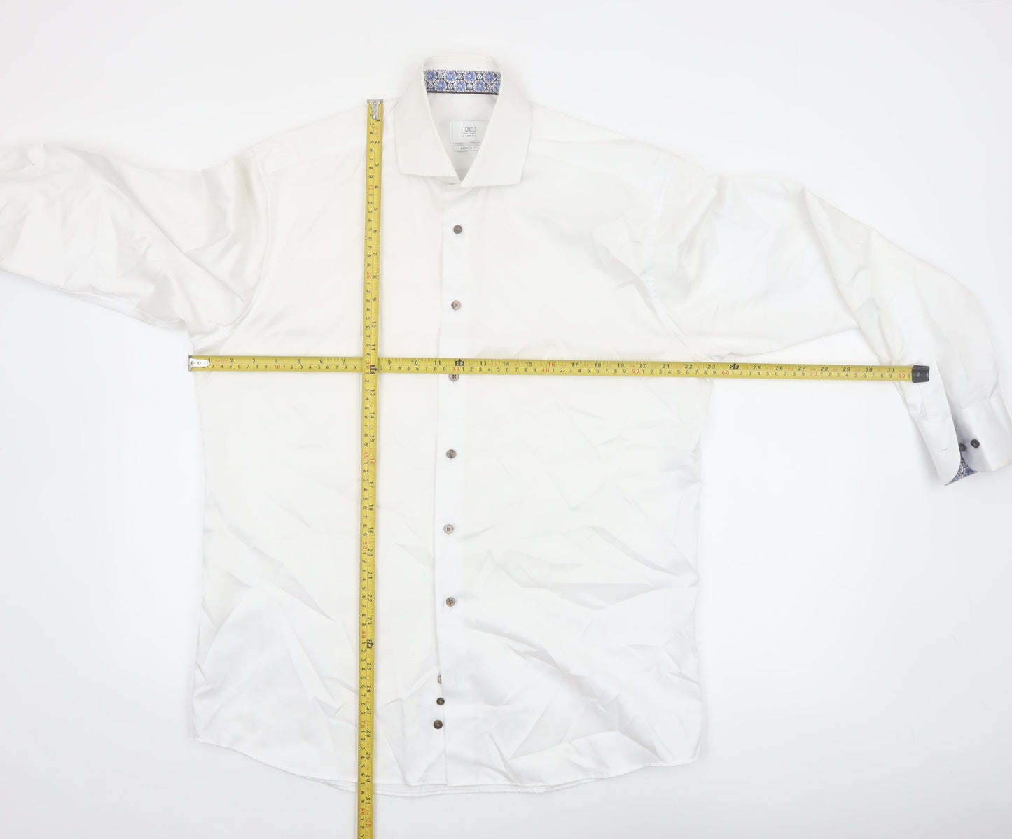Eterna 1863 Men's White Modern Fit Long Sleeve Cotton Shirt 16in