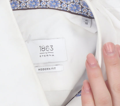 Eterna 1863 Men's White Modern Fit Long Sleeve Cotton Shirt 16in