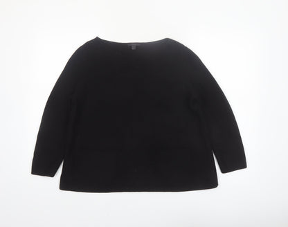 COS Women's Black Wool Boat Neck Long Sleeve Pullover Jumper Size 12