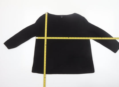 COS Women's Black Wool Boat Neck Long Sleeve Pullover Jumper Size 12