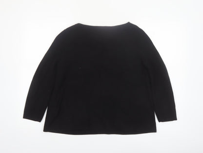 COS Women's Black Wool Boat Neck Long Sleeve Pullover Jumper Size 12