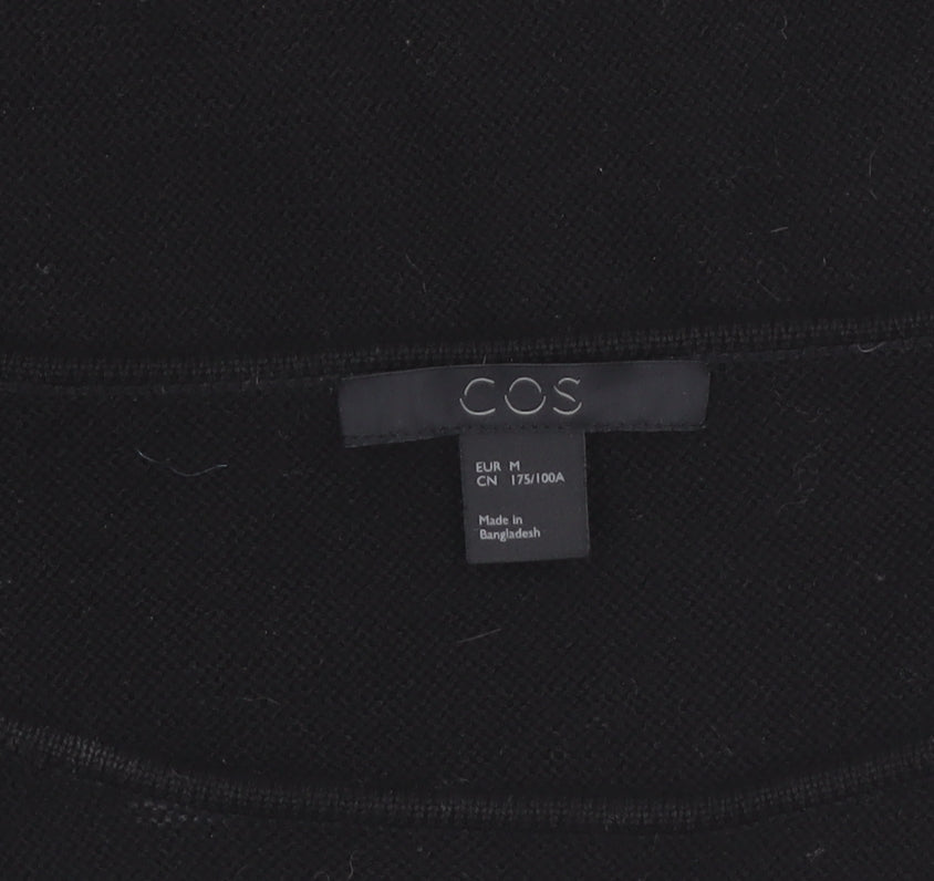 COS Women's Black Wool Boat Neck Long Sleeve Pullover Jumper Size 12