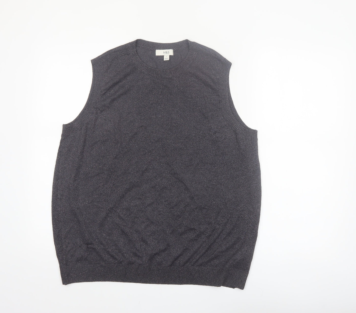 Marks and Spencer Women's Grey Sleeveless Knit Vest Jumper L